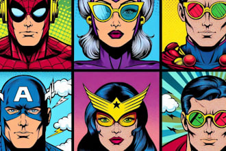create comic superhero pop art portraits illustrations