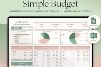 design custome full automation excel google spreadsheet budget planner formulas