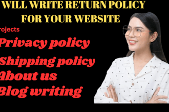 return policy privacy policy blog writer refund policy website content writing