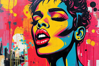 create a unique pop art and street graffiti style modern artwork