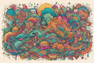 create colorful doodle art illustration