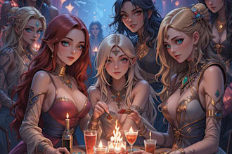 design an your dnd group party illustration