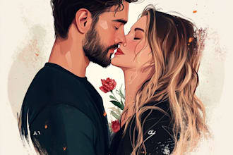 draw couple portrait illustration from photo