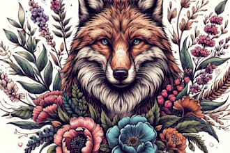 illustrate watercolor flowers, fruits, animals,  botanical