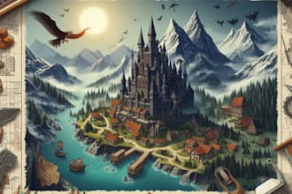 make fantasy map illustration for dnd, novels and games