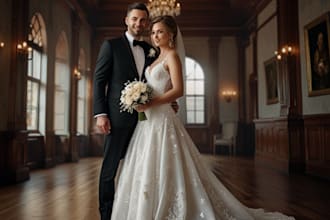 create a couple portrait, wedding illustration