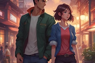 draw couple character from photo in anime style