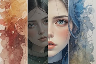 paint unique surrealist watercolor portraits for you