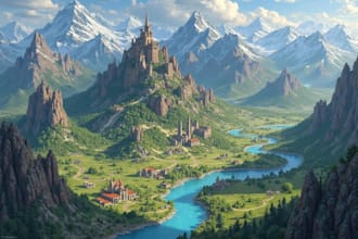 create a high quality high detail fantasy map for dnd
