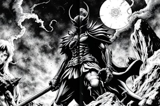 manga page custom dark berserk style art in high quality