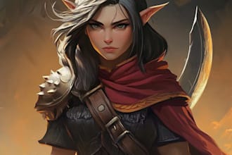 design a game character art or dnd character illustration