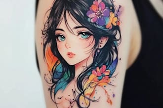 do a custom tattoo design in realist, cartoon or anime style