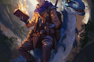 do dnd party art, and fantasy characters illustration