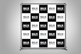 design step and repeat backdrop banner for your exhibitions
