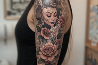 make your dream realism sleeve tattoo amine manga  design