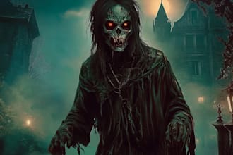 draw fantasy horror art illustration or dark creepy