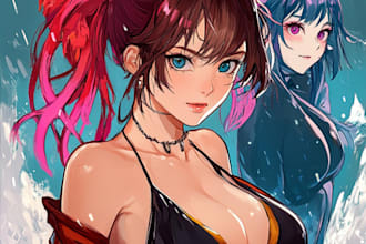 draw anime illustration, original character, fan art style