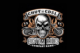 design super beautiful skull custom rides logo just for you