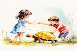 create watercolor illustrations for children book, kids picture book illustrator