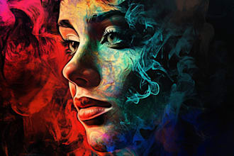 abstract art, portrait, oil paint, digital art in unique style
