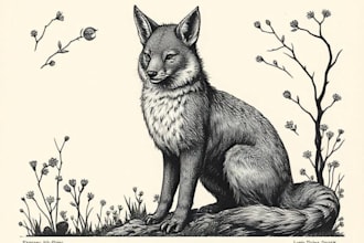create linocut or fantasy animal portraits