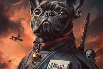draw custom star war pet portrait, dog portrait, cat portrait
