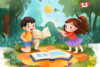 design children story book illustration or kids picture book