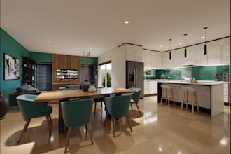 model complex villa in moutain,valley, classic  interior,cgi exterior, sweethome