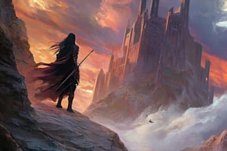 do semi realistic art, fantasy, dnd, book cover art, no ai