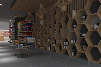 3d supermarket, retail store design , warehouse store, kiosk design