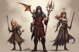 create fantasy character design d and d illustration
