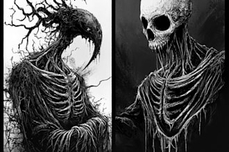 draw fantasy or dark creepy horror art illustration