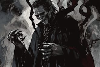 draw detailed dark art and heavy metal horror illustration