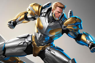 draw hero, mecha, armor, character, concept art or artwork