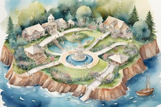 do custom watercolor wedding map