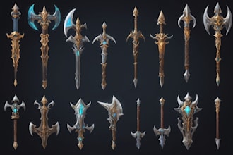 draw fantasy dnd weapon art for your game