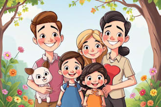 design a professional disney family portrait