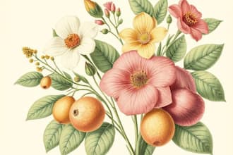 draw botanical illustrations of flowers, plants, fruits