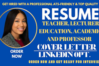 write a professional resume for teacher lecturer academic and adjunct professor