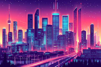illustrate an illustration of futuristic cyberpunk city