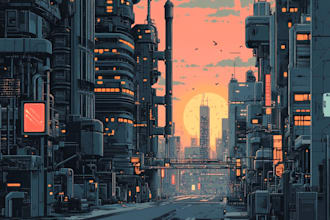 make a cyberpunk futuristic city and background