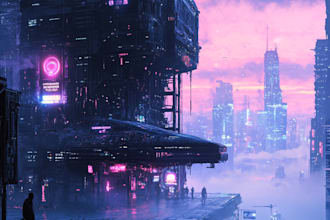 make an illustration of futuristic cyberpunk city
