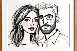make scribble art, abstract line portrait