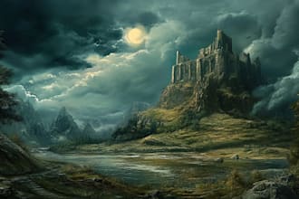 draw digital painting, concept art, scifi, fantasy landscape
