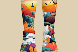 draw a custom and unique socks design art for you