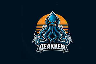 design kraken mascot logo with free source file