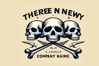 create three skulls bones  clipart logo for you with my on creativity