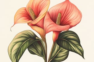 make a botanical illustration of flowers, plants, fruits