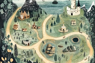 make your dream fantasy map for game, book, rpg campaign