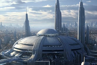 design an awesome quality cyberpunk, science fiction city, fantasy illustration